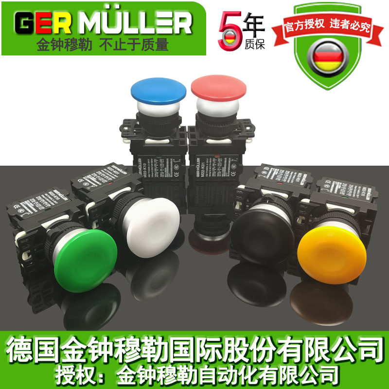 Mushroom Head Button Switch Reset Self-lock Switch Control Switch Button Subelectric Switch Emergency Button Golden Chung Mueller