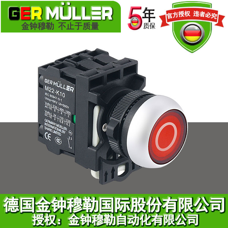 Golden Chung Mueller Reset with Lamp MarkSymbol Flat-head Button Switch Anti-Level Button Control Switch