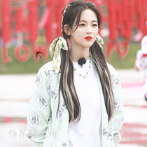 Yang Beyond the limit challenges the same hair with a haircut silk scarf green scarf hair stirrupe with hair accessories and thin autumn and winter women