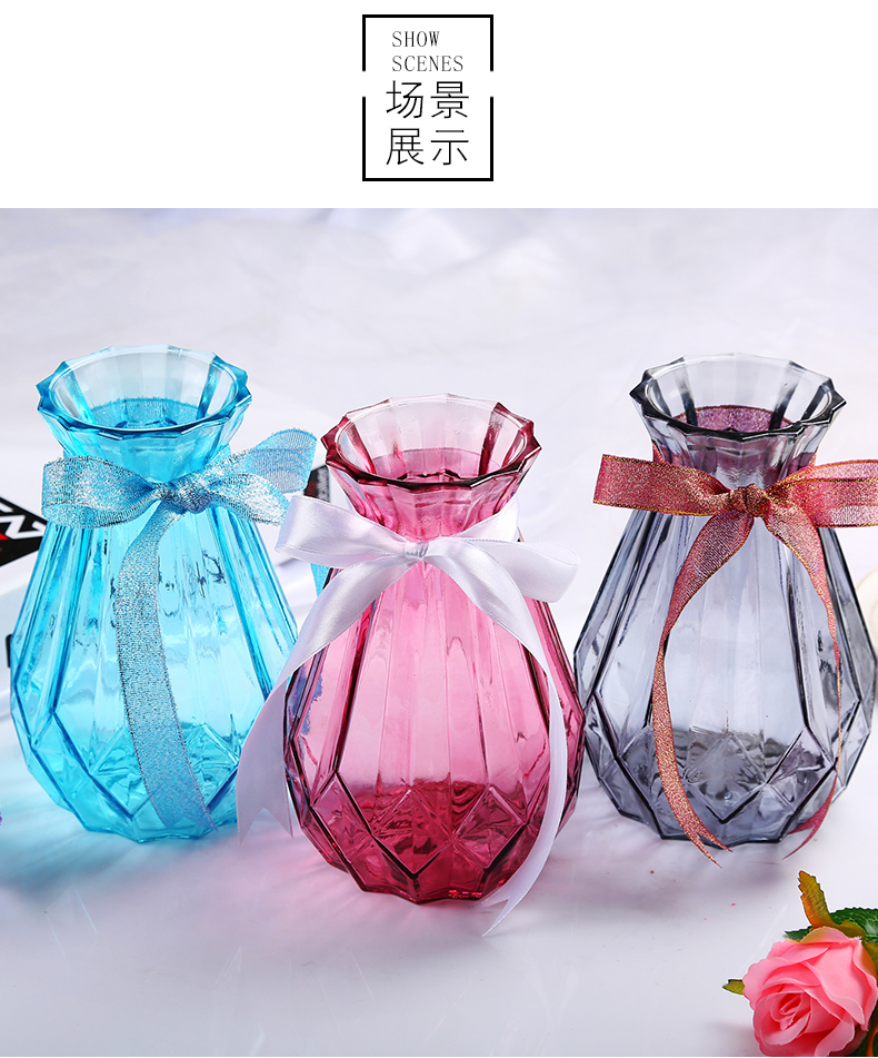 Bình thủy tinh Huipai bây giờ đơn giản trang trí phòng khách hoa khô bình hoa nhà cắm hoa bình nhỏ hai mảnh - Vase / Bồn hoa & Kệ chậu trồng cây