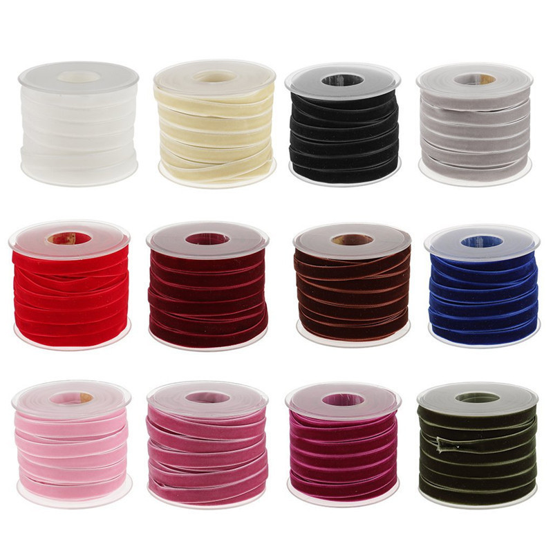 1cm Single-Sided Nylon Velvet Ribbon, Evening Dress Home Textile Edging Velvet Flocking Ribbon, Not Easy to Fade