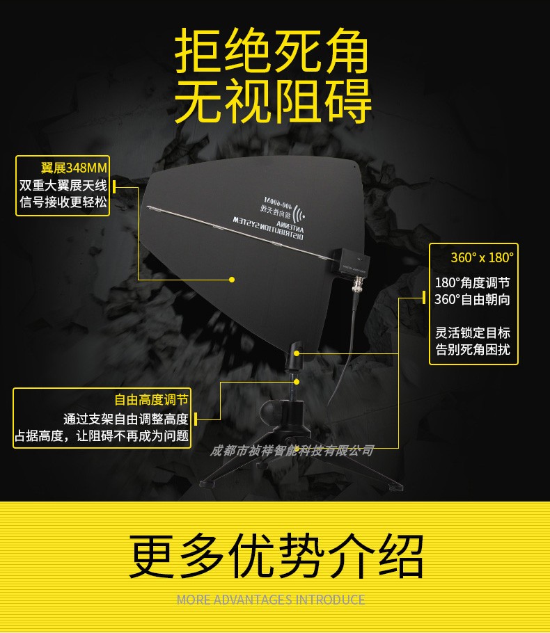 Wireless microphone antenna splitter signal amplifier microphone signal reception enhancement extender multi-channel