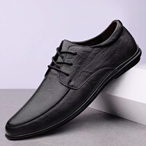 Casual Leather Shoes Man Genuine Leather Breathable Laces Lefu Shoes Inglées Business Authentic Office Work Soft Bottom 100 Hitch Shoes