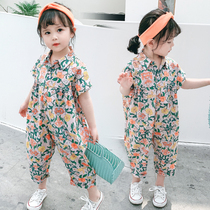 Girls short-sleeved summer underwear floral Korean version baby jumpsuit jumpsuit 2022 summer new foreign trade childrens clothing
