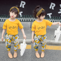 Girls suit Korean baby spring and summer new baby super foreign fashion fashion short-sleeved shorts fashionable two-piece tide