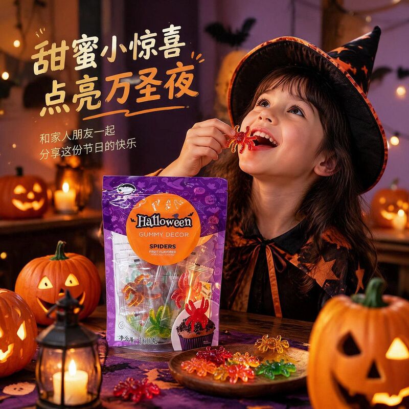 Halloween Candy Gift Cartoon Spider and Scorpion Shaped Gummy Candies Individually Packaged Creative Horror Quirky Gummy Candies