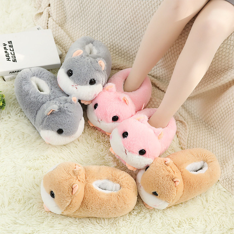 Slippers Home Woman Autumn Winter Bag Heel Wool Shoes Cute Indoor Thick Bottom Non-slip Plush Cartoon Couple Cotton Slippers