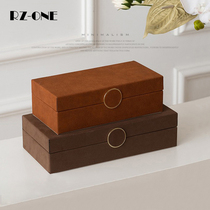 High-end earth-color high-end velvet jewelry storage box flocked high-end jewelry box high-end storage soft furnishings