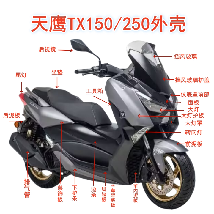 Tianying Tx150250 Motorcycle Shell Accessories Linhai L-Max Kajiva Lingtu Plastic Parts Front Fairing Lamps