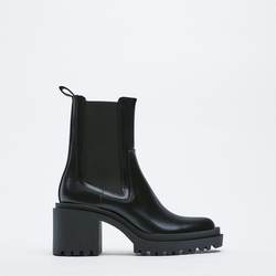ZA2024 ຫນັງແທ້ລະດູຫນາວ 8cm thick-soled Chelsea boots ສໍາລັບແມ່ຍິງບວກກັບ velvet chimney boots Martin boots thick heel short boots