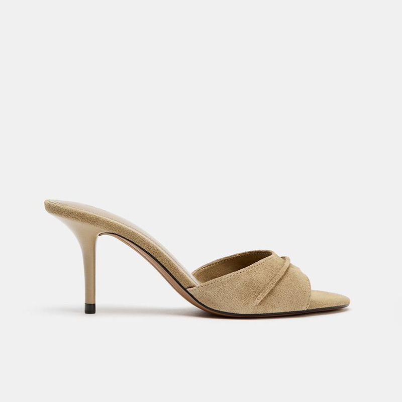 Za2026 Spring and Summer New High-Heeled Open-Toe Mules, Vacation Simple Style Slip-On Sandals, Genuine Leather High-Heeled Sandals Za2026 Spring and Summer New High-Heeled Open-Toe Mules, Vacation Simple Style Slip-On Sandals, Genuine Leather High-Heeled Sandals