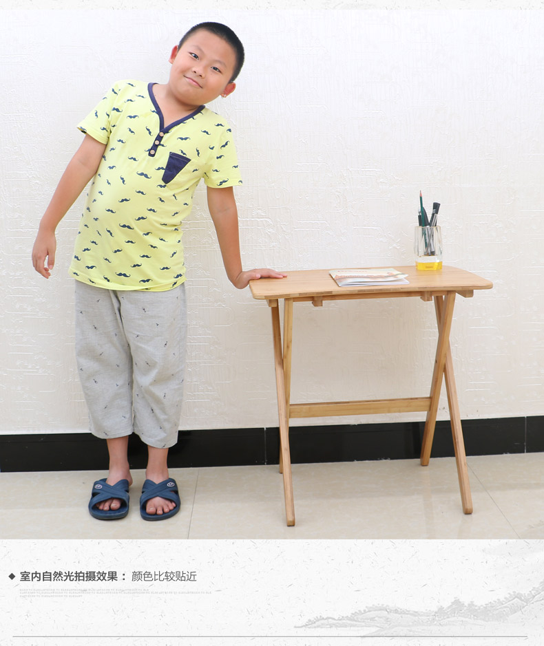 Bàn tre đơn giản gấp bàn học bàn máy tính có thể nâng và hạ bàn viết tiểu học bàn học giả gỗ - Bàn bàn học thông minh chống gù chống cận dergo