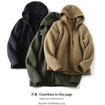 CODE autumn and winter new solid color hooded polar fleece three-dimensional all-in-one fleece thickened jacket national trend couple fleece jacket