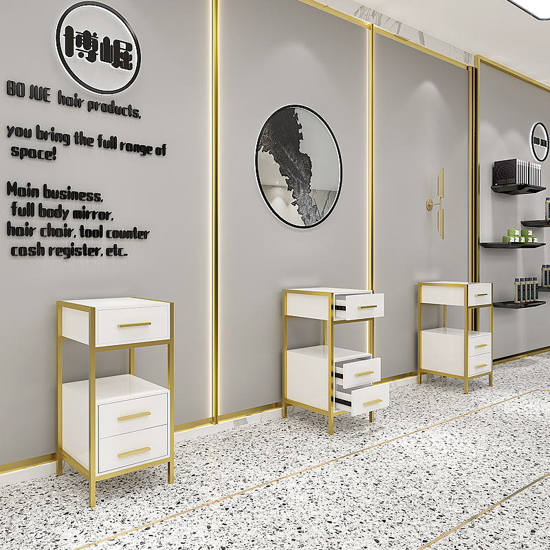 Net Red Hairdresseshop Bronzed Stainless Steel Set Hair Salon Hair Salon Special Beauty Hairdressing Tool Cabinet With Drawer-Taobao