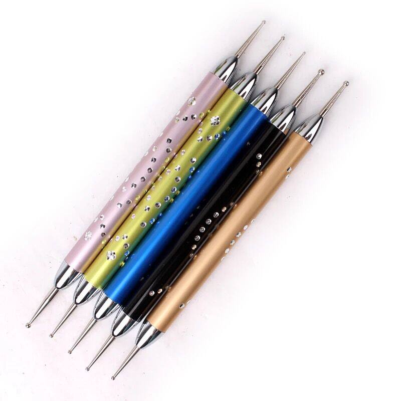 Manicure quick point drill pen full set of sticky drill glue painting artifact 5 packs double-headed stainless steel electroplating manicure tools