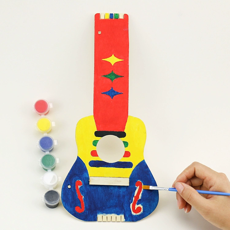 Trắng trống gỗ guitar trẻ em handmade tự chế sáng tạo mẫu giáo diy art mầm non của nhãn hiệu vật liệu đồ chơi cho bé 2 tuổi