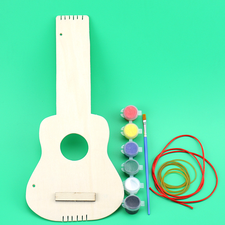 Trắng trống gỗ guitar trẻ em handmade tự chế sáng tạo mẫu giáo diy art mầm non của nhãn hiệu vật liệu