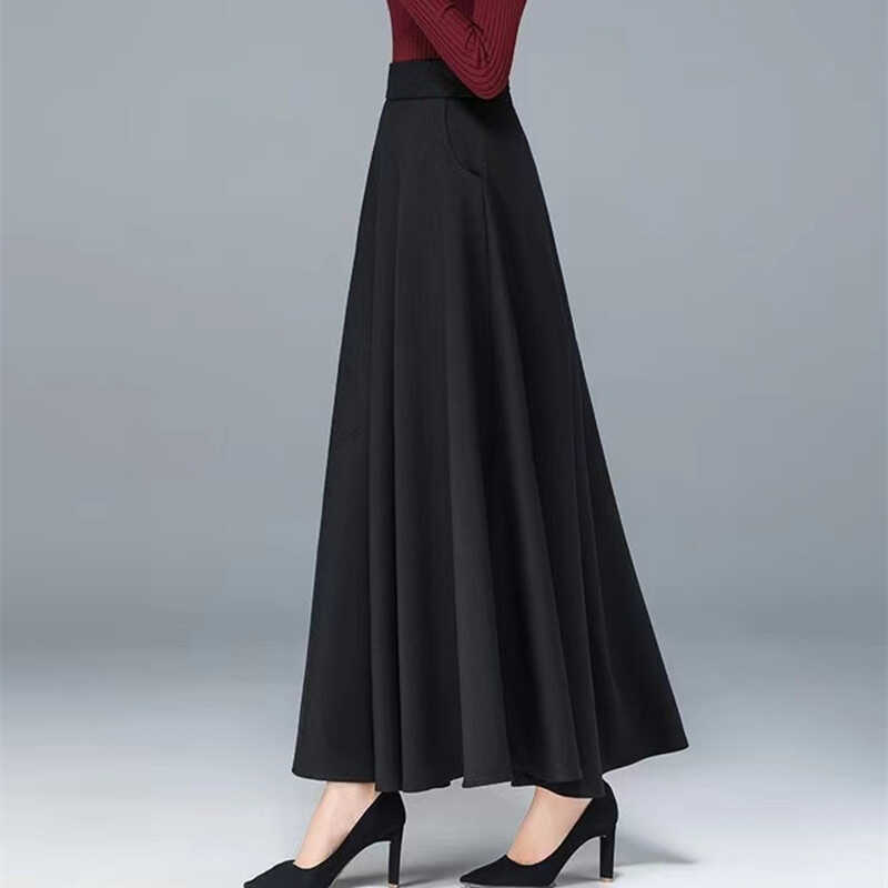 Plus Size 150kg Skirt for Women 2024 New Autumn Style Elegant Mother's Wear Casual Belly-Covering Long Skirt with Wide Hem