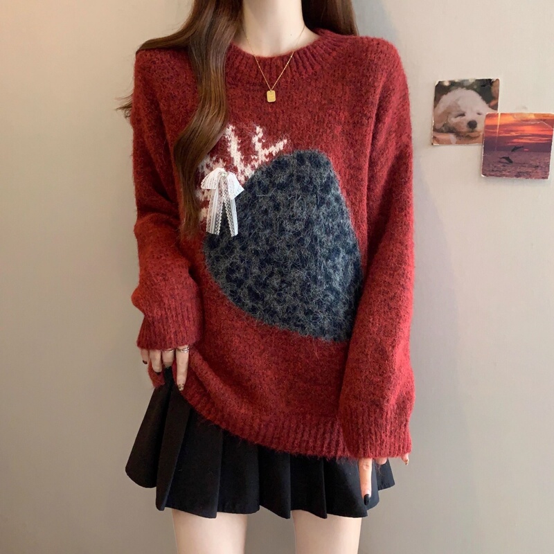 Autumn and Winter Christmas New Style 2026 Plus-Size Red New Year Sweater, Lazy Style, Soft and Youthful Knit Top Autumn and Winter Christmas New Style 2026 Plus-Size Red New Year Sweater, Lazy Style, Soft and Youthful Knit Top