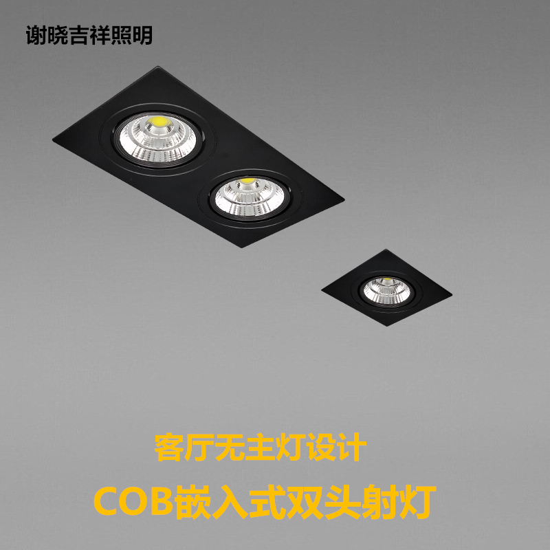 Double-Headed Led Recessed Spotlight, Black Cob Downlight, Rectangular Cutout 20X10 Grille Ceiling Light Double-Headed Led Recessed Spotlight, Black Cob Downlight, Rectangular Cutout 20X10 Grille Ceiling Light
