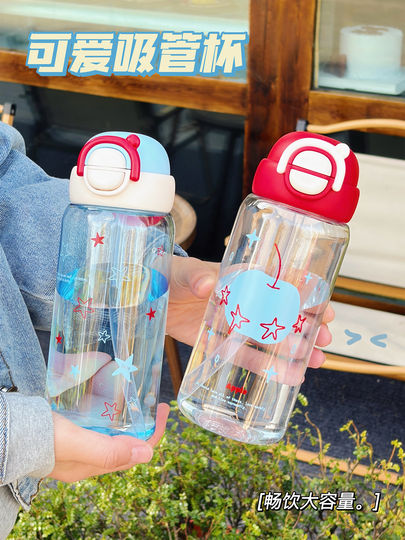 2026 Spring/Summer Edition~Water Bottle for Girls with High Aesthetic Appeal, Portable, High-Temperature Resistant, Food-Grade Straw Water Bottle for Children and Students