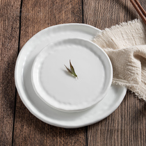  Japanese-style white plate Dessert dessert plate plate Creative flat plate handmade ceramic steak plate Good-looking breakfast plate