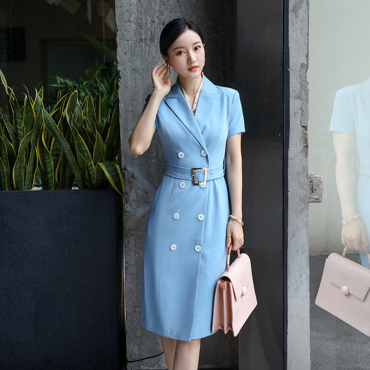 Zhang Nianen custom details are very important dress women's short-sleeved 2021 autumn new mid-length skirt professional suit