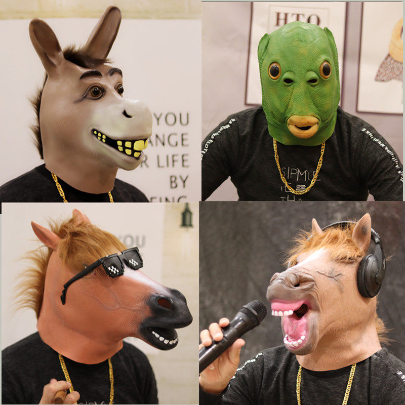 Green fish people strange fish headgear animal mask funny funny Douyin live singing halloween sand sculpture personality