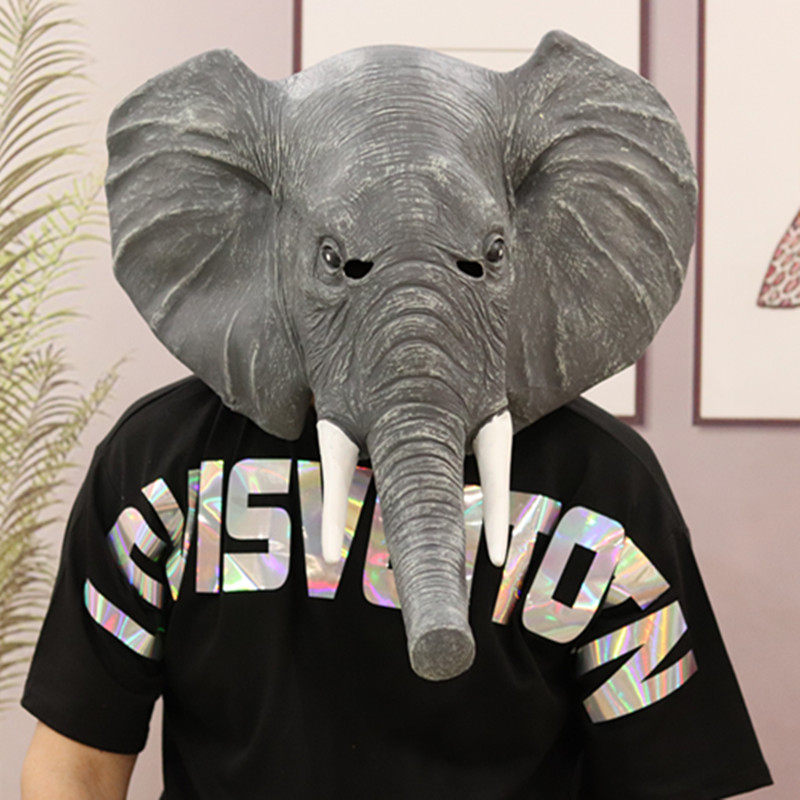 Funny green fish head elephant horse head orangutan mask COS animal headgear cute funny show Halloween props