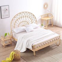 Rattan furniture real rattan Indonesian rattan bed simple screen creative bedroom B&B hotel rattan double bed