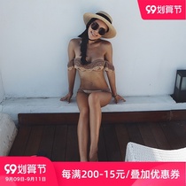 @ OM new color color hand hook small chest gathered three-point beach steel ring bikini split swimsuit female sexy