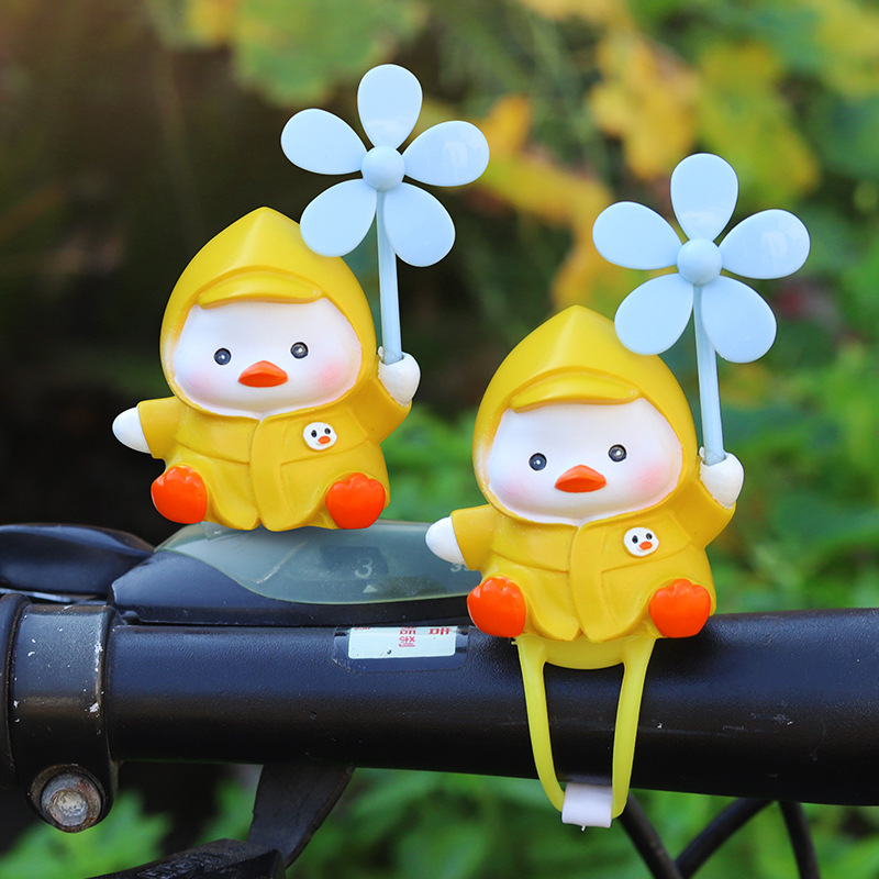 Cute Raincoat Duckling Windmill Bamboo Dragonfly Electric Scooter Car Decoration Bicycle Electric Motorcycle Ornament