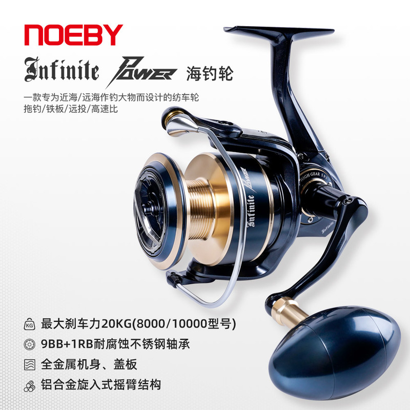 Noeby Power Spinning Reel for Sea Fishing, Suitable for Both Near and Far Sea Fishing, for Large Fish, Long Casting, Jigging, High-Speed Fishing Reel Noeby Power Spinning Reel for Sea Fishing, Suitable for Both Near and Far Sea Fishing, for Large Fish, Long Casting, Jigging, High-Speed Fishing Reel