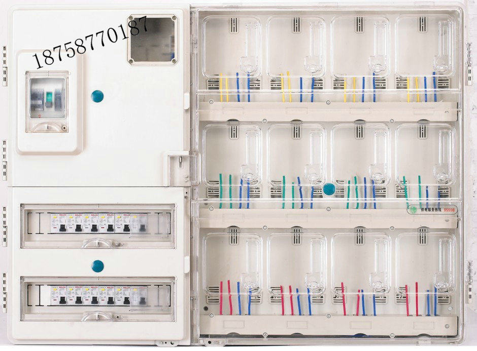 Plastic transparent single-phase 12 household meter box twelve prepaid electronic card type meter box left and right structure