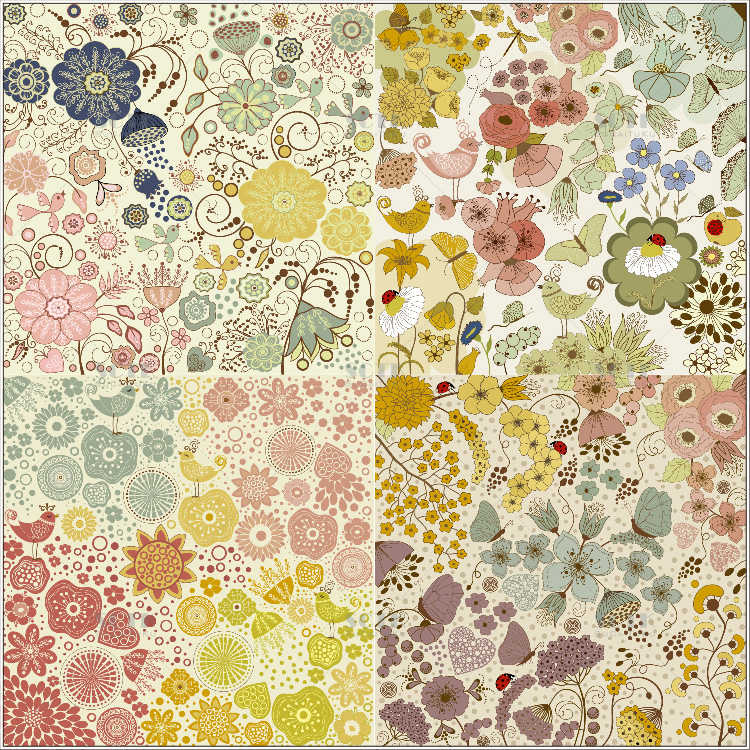 彩色花纹 107清新文艺风格花纹背景素材布纹墙纸图案设计资料