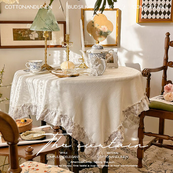 French retro cream ins style rectangular tablecloth French retro cream ins style rectangular tablecloth