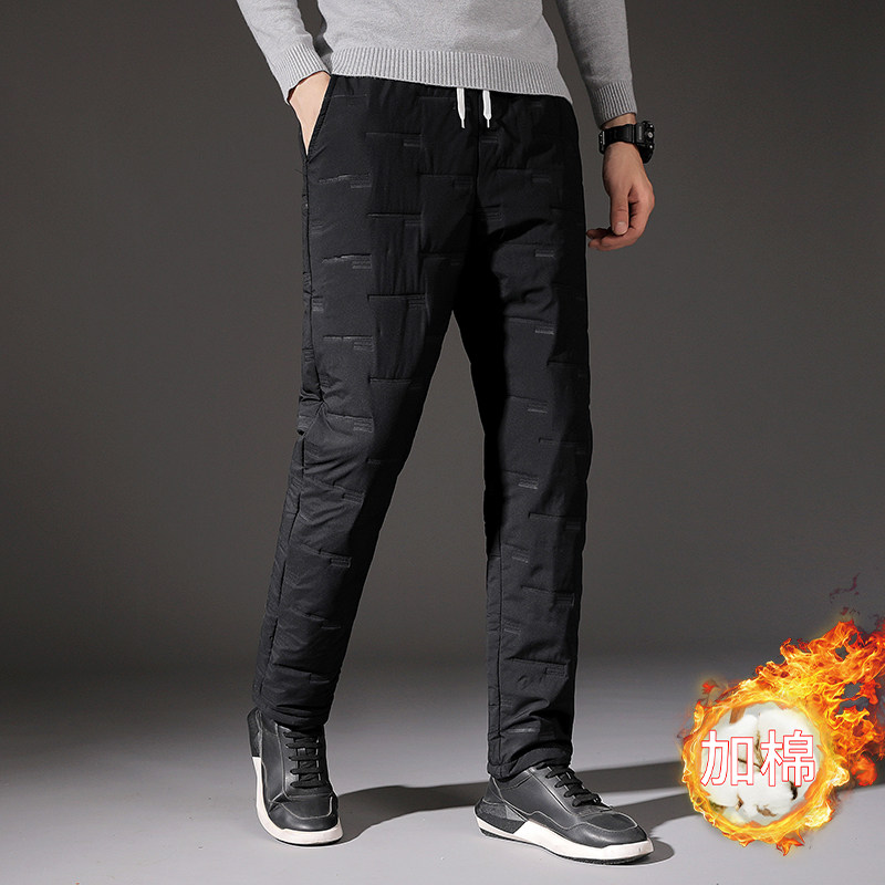 Down pants men's winter plus suede thickened large size 200 catty Fat guy North East outdoor light and thin warm down cotton pants