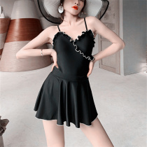 New conservative Korean one-piece swimsuit female fairy fan cover belly thin hot spring small chest small fragrance winter