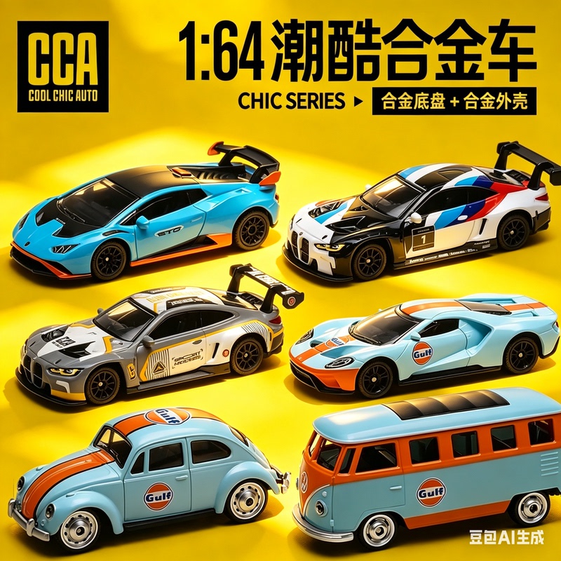 Authentic Cca 1:64 Gulf Co-Branded Sports Car Bmw M4Gt3 Livery Ford Mustang Gt2018 Model Toy