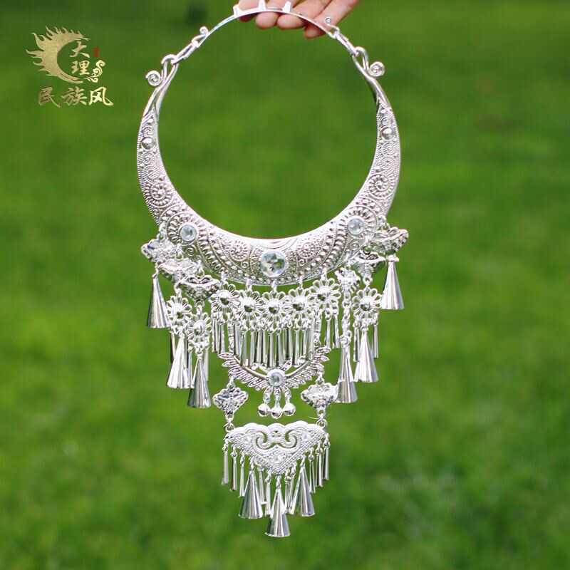 Silver-Plated Headwear Choker, Ethnic Minority Performance Costume Accessories, Handmade Silver Jewelry, Miao Silver Choker Silver-Plated Headwear Choker, Ethnic Minority Performance Costume Accessories, Handmade Silver Jewelry, Miao Silver Choker