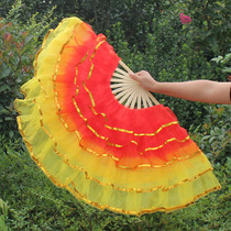 Large gauze fan a pair of adult dancing fan color fan dance gradient monochrome square dance performance factory direct sales