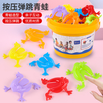 Children bounce frog toy jump jump frog collects bucket and child interactive nostalgia classic pressing toad