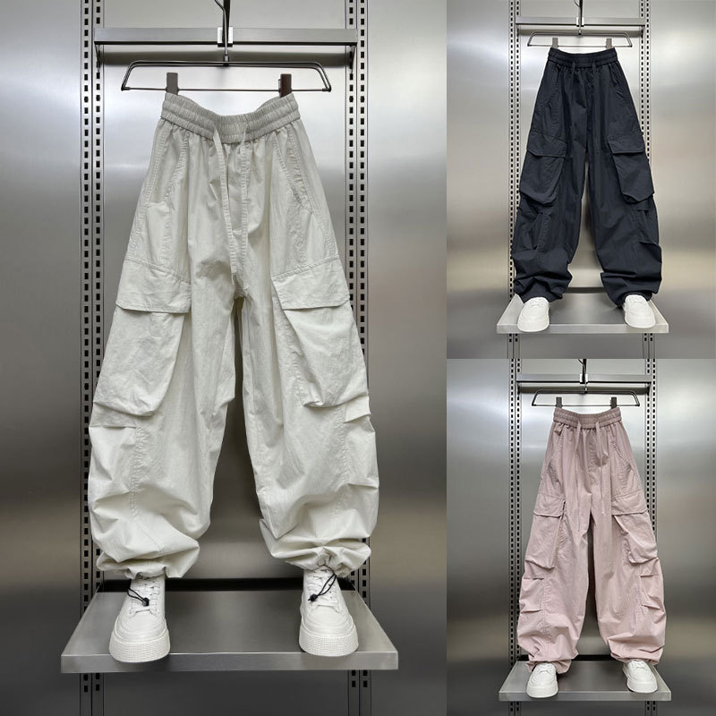 Men's Cargo Pants Summer 2026 Trendy Loose Wide-Leg Pants Solid Color Versatile Casual Pants Youth Elastic Waist Harem Pants Men's Cargo Pants Summer 2026 Trendy Loose Wide-Leg Pants Solid Color Versatile Casual Pants Youth Elastic Waist Harem Pants