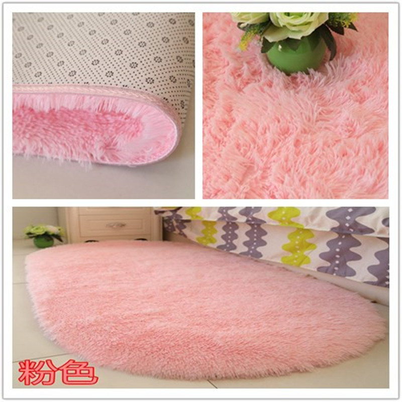 Sống bên cạnh giường ngủ phòng Thảm lót Hàn Quốc công chúa màu hồng đáng yêu nhà hình bầu dục rửa tatami dày có thể được tùy chỉnh - Thảm mua thảm trải sàn