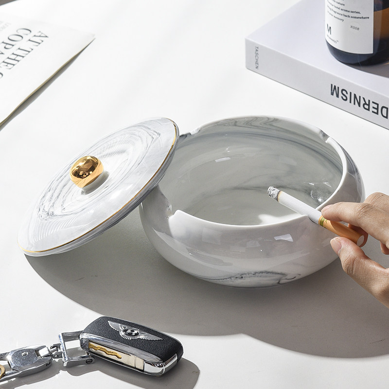 Ceramic Large Ashtrays Nordic Ins Marble Home Living Room Office Hotel Clubhouse Smoke Cylinder Windproof with lid-Taobao
