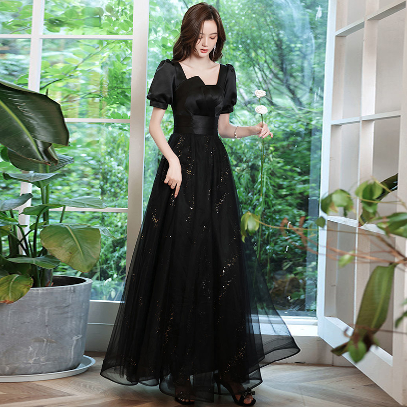 Black High-End Banquet Host Super Fairy-Like Birthday Party 18Th Birthday Coming-Of-Age Ceremony Art Exam Long Dress