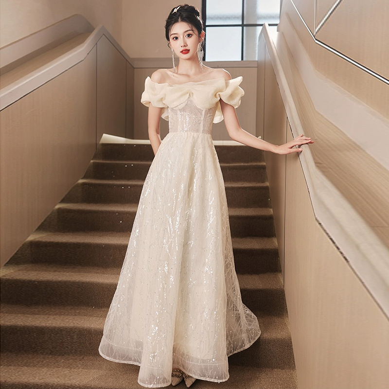 Elegant Host Evening Dress Piano Performance Vocal Arts Exam 18Th Birthday Coming-Of-Age Ceremony Dress Skirt