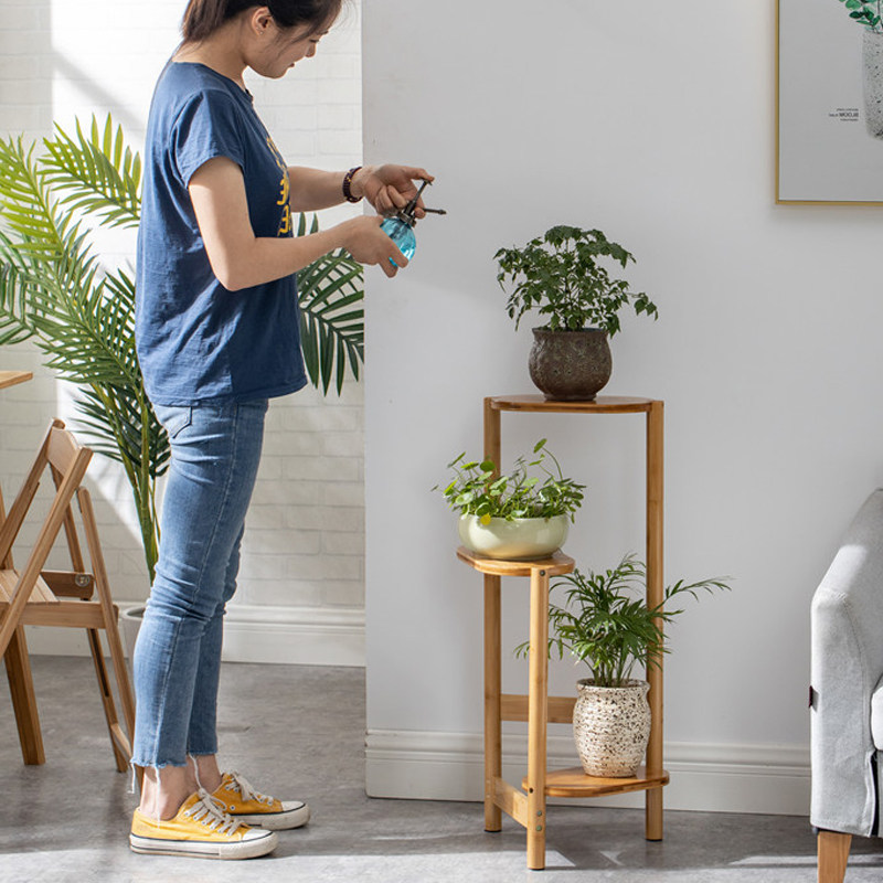Flower Stand Living-room Shelf Indoor Flower Shelf Hardwood Ground Solid Wood Floor Flower Pots Shelf Balcony Flowers A Few Golden Glayers