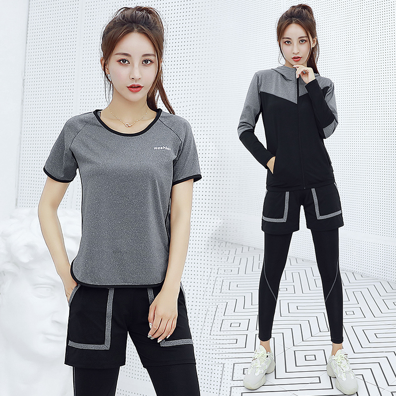 Summer Korean yoga sports suit women's short-sleeved sportswear large size quick-drying clothes Fashion thin professional fitness clothes