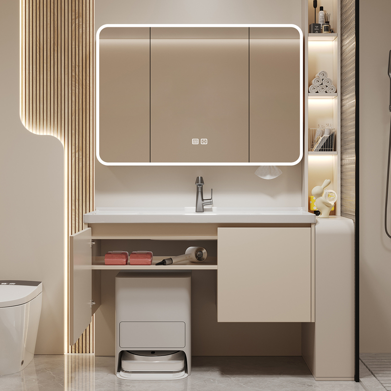 Bathroom Cabinet Combination with Sweeping Robot Base Station Ceramic Integrated Basin Washbasin Bathroom Honeycomb Aluminum Washbasin